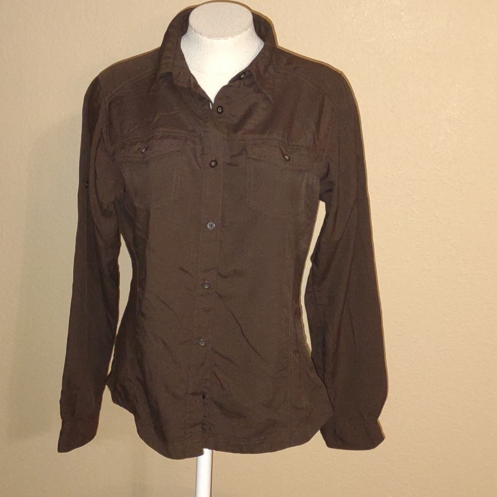 Columbia Women's Nylon Sportswear Button Up Long Sleeve Blouse Size M